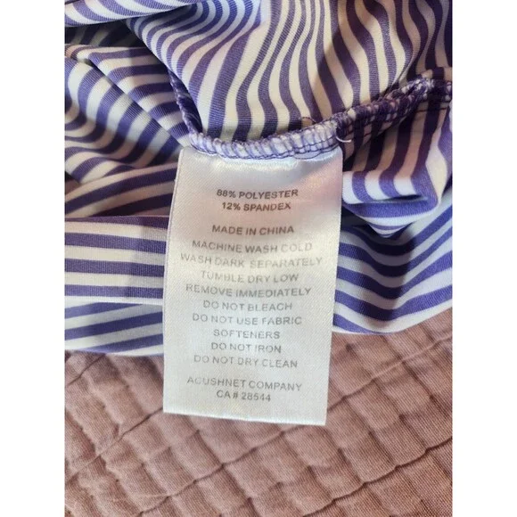 Footjoy Golf Polo Men's‎ 2XL XXL Short Sleeve  Shirt Purple White Stripe Dry Fit - Picture 4 of 6